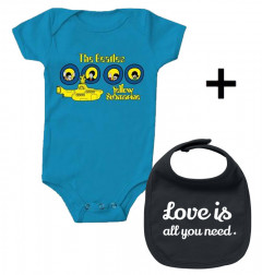 Cadeauset Beatles Baby Romper & Love is all you need Slabbetje