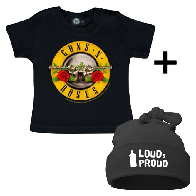 Cadeauset Guns n' Roses Baby T-shirt & Loud & Proud Muts