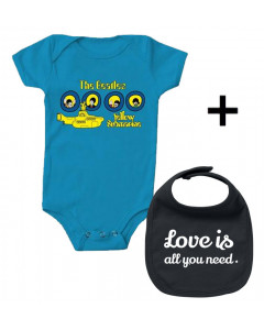 Cadeauset Beatles Baby Romper & Love is all you need Slabbetje