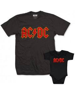Duo Rockset AC/DC papa t-shirt & AC/DC baby romper Color Logo